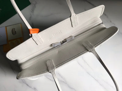 HARDY PM BAG 40 IN WHITE GOYARDINE CANVAS AND TAURILLON LEATHER TRIM