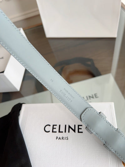 TRIOMPHE BELT 24MM IN ASH GRAY CALFSKIN WITH GOLD BUCKLE