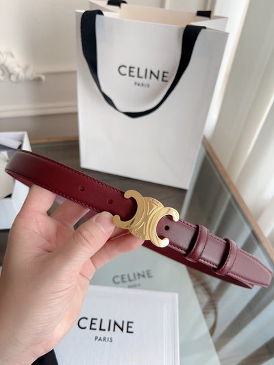 TRIOMPHE BELT 24MM IN WINE RED CALFSKIN WITH GOLD BUCKLE