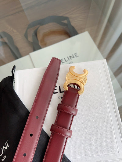 TRIOMPHE BELT 24MM IN WINE RED CALFSKIN WITH GOLD BUCKLE