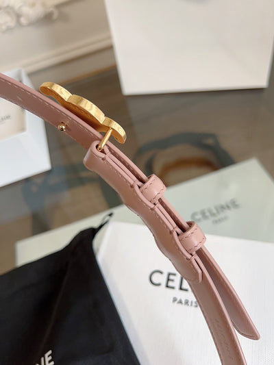 TRIOMPHE BELT 24MM IN TEA ROSE CALFSKIN WITH GOLD BUCKLE