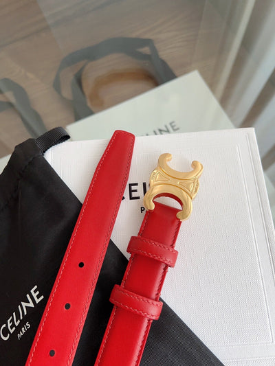 TRIOMPHE BELT 24MM IN RED CALFSKIN WITH GOLD BUCKLE