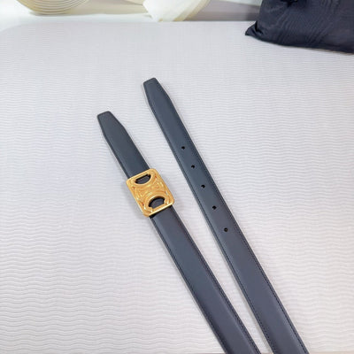 CL MEDIUM 25MM REVERSIBLE FRAMED TRIOMPHE BELT BLACK CALFSKIN GOLD HARDWARE