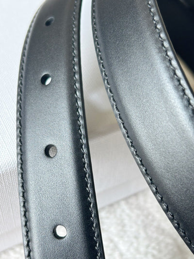 TRIOMPHE BELT 24MM IN BLACK CALFSKIN WITH LEATHER BUCKLE GOLD HARDWARE