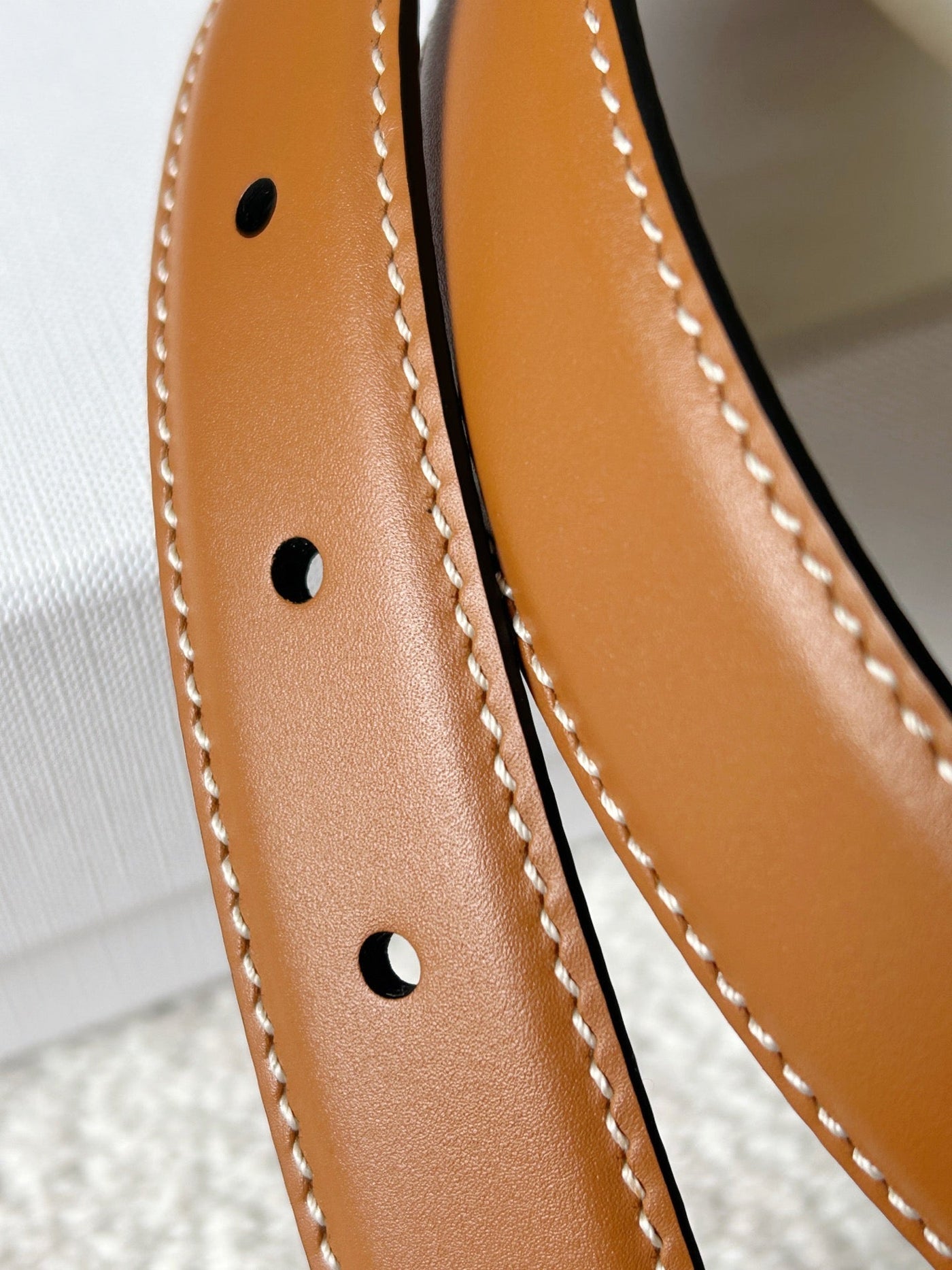 TRIOMPHE BELT 24MM IN BROWN CALFSKIN WITH LEATHER BUCKLE