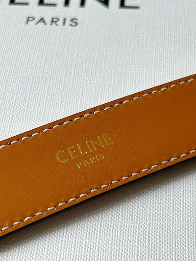 TRIOMPHE BELT 24MM IN BROWN CALFSKIN WITH LEATHER BUCKLE